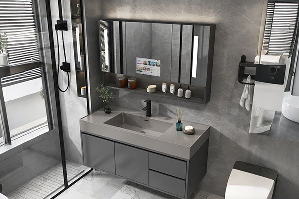 2 doors large smart mirror cabinet