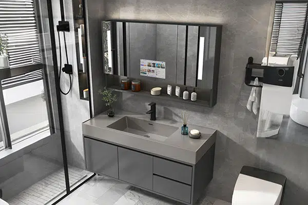 2 doors large smart mirror cabinet