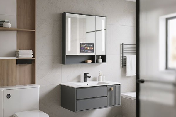 2 doors small smart mirror cabinet